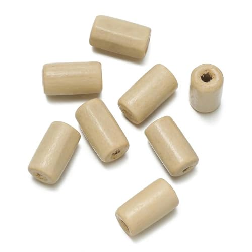 100 Stück/Los 6 x 12 mm Holzperlen in Röhrenform, bunte Abstandsperlen für DIY-Armbänder, Halsketten, Ohrringe, Schmuckherstellung, Zubehör-Beige von GJUYTD