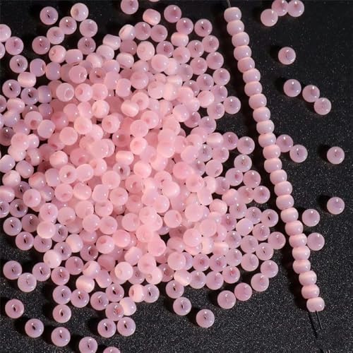 130 Stück 4 mm Katzenaugenperlen 6/0 glatte Jade-Imitat-Glasperlen zur Herstellung von DIY-Schmuck, Charm-Armband, Halskettenzubehör, Koreanisch Pink 15 – 4 mm, 130 Stück von GJUYTD