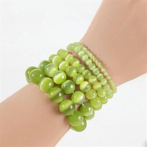 15" Strang 4–10 mm Katzenauge Natursteinperlen glatte runde Kristallperlen für Armband Halskette handgefertigtes Handwerk DIY Schmuckherstellung-Olive-8 mm ca. 48 Stück von GJUYTD