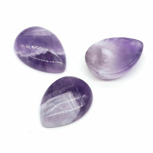 18 x 25 mm, Wassertropfenform, lose Perlen, natürlicher Kristallstein, flache Rückseite, Kamee-Abstandshalter für Schmuckherstellung, DIY-Anhänger, Halskette – Amethyst – 10 Stück von GJUYTD