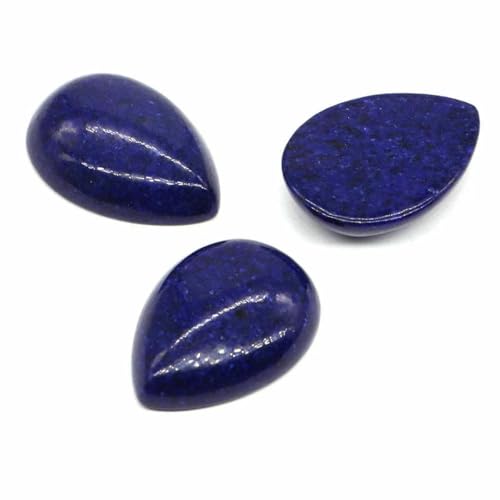 18 x 25 mm, wassertropfenförmige lose Perlen, natürlicher Kristallstein, flache Rückseite, Kamee-Abstandshalter für Schmuckherstellung, DIY-Anhänger, Halskette – Lapislazuli – 10 Stück von GJUYTD