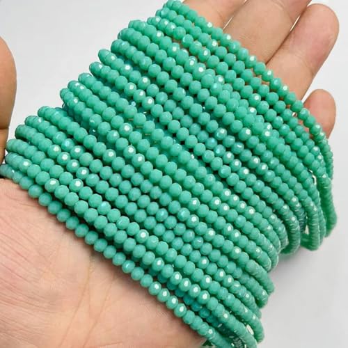 4,0 mm natürliche facettierte Steinperlen, grünes Katzenauge, Prehnit-Jade-Edelsteinperle zur handgefertigten DIY-Schmuckherstellung, 15 Zoll – 5,0 cm, grünes Porzellan, 4,0 mm von GJUYTD