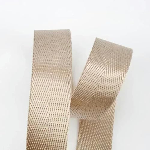 5/10/20 Meter 25 mm Nylon-Gurtband mit Fischgrätenmuster für Taschengurte, Kleidungsgürtel, Schrägband, DIY-Nähzubehör, Beige, von GJUYTD