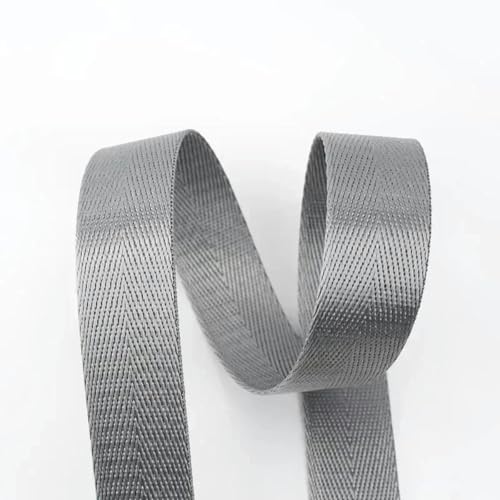 5/10/20 Meter 25 mm Nylon-Gurtband mit Fischgrätenmuster für Taschengurte, Kleidungsgürtel, Schrägband, DIY-Nähzubehör, Grau, von GJUYTD