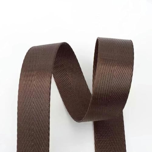 5/10/20 Meter 25 mm Nylon-Gurtband mit Fischgrätenmuster für Taschengurte, Kleidungsgürtel, Schrägband, DIY-Nähzubehör, Kaffee von GJUYTD