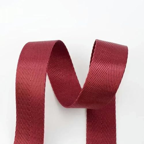 5/10/20 Meter 25 mm Nylon-Gurtband mit Fischgrätenmuster für Taschengurte, Kleidungsgürtel, Schrägband, DIY-Nähzubehör, Weinro von GJUYTD