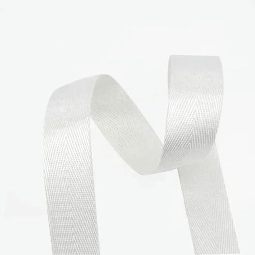 5/10/20 Meter 25 mm Nylon-Gurtband mit Fischgrätenmuster für Taschengurte, Kleidungsgürtel, Schrägband, DIY-Nähzubehör, Weiß, von GJUYTD