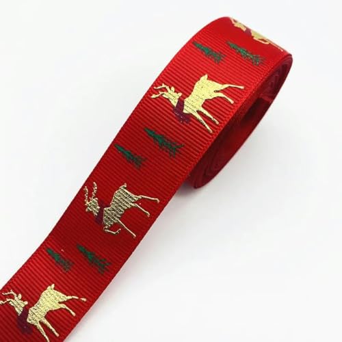 5 Yards 25 mm Weihnachtsband, bedrucktes Polyesterband für handgefertigte Schleifen, Weihnachtsdekorationen, DIY-Verpackungen- von GJUYTD