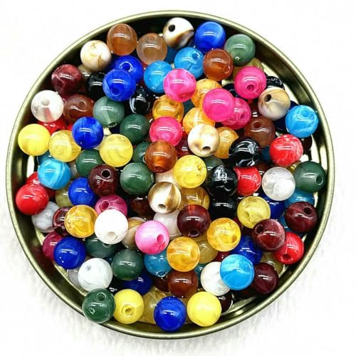 50–200 Stück 8 mm Natursteinimitat, runde Acrylperlen, Abstandshalter, lose Perlen zur Schmuckherstellung, DIY-Armbänder, Zubehör-14–50 Stück von GJUYTD