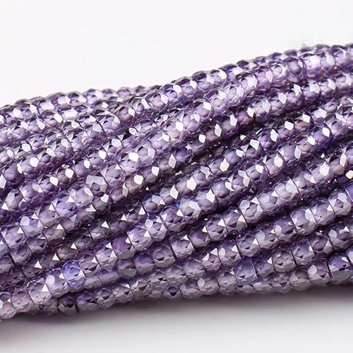 AAA 2 x 3,0 mm natürliche Zirkonperlen, mokkabraune lose Perlen, Edelstein, facettierte Zirkonperlen zur Schmuckherstellung, DIY-Zubehör – Amethystviolett – 1 Strang (170 Stück) von GJUYTD