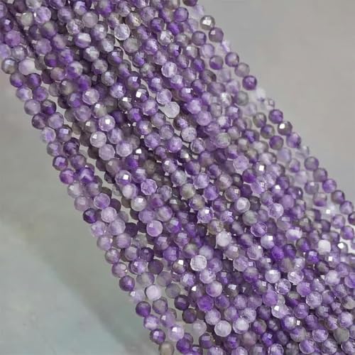 Natürliche Kristallperlen, facettierte violette Amethyste, runde lose Perlen, DIY-Armband, Ohrringe zur Schmuckherstellung, 15 Zoll, 2 mm/3,0 mm – 3,0 mm, ca. 120 Stück von GJUYTD