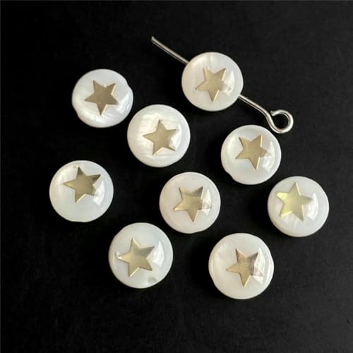 Natürliche Muschel-Alphabet-Perlen, rund, flach, goldfarben, Buchstaben aus Perlmutt, für die Schmuckherstellung, Armbänder, DIY-Zubehör, 8 mm, Stern 7–8 mm, 5 Stück Natürliche Muschel-Alphabet-Perlen, rund, flach, goldfarben, Buchstaben aus Perlmutt, für die Schmuckherstellung, Armbänder, DIY-Zubehör, 8 mm, Stern 7–8 mm, 5 Stück von GJUYTD