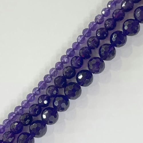 Natürlicher schwarzer Mondstein, Lapislazuli, runde lose Steinperlen zur Schmuckherstellung, DIY-Armband, Ohrringe, Zubehör, 15'', 6/8/10/12 mm - 5A facettierter Amethyst - 10 mm von GJUYTD