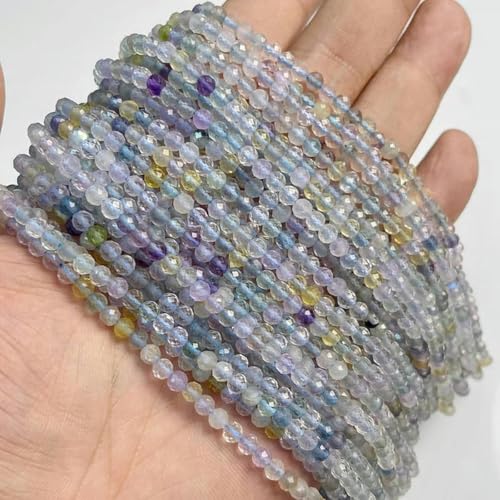 Naturstein 4,0 mm facettierte Perle Türkis verkrustete Aquamarin Katzenauge Achate Perlen zur Schmuckherstellung DIY Halsketten Armband Ohrringe-3.Fluorit-4,0 mm von GJUYTD