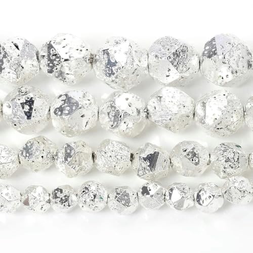 Natursteinperle, schwarz-weiß, Katzenauge, Opal, Lava-Achat, Hämatit, runde Perlen für Schmuck, DIY-Armband, 4–12 mm, facettierte Lava, 8 mm, ca. 45 Perlen von GJUYTD