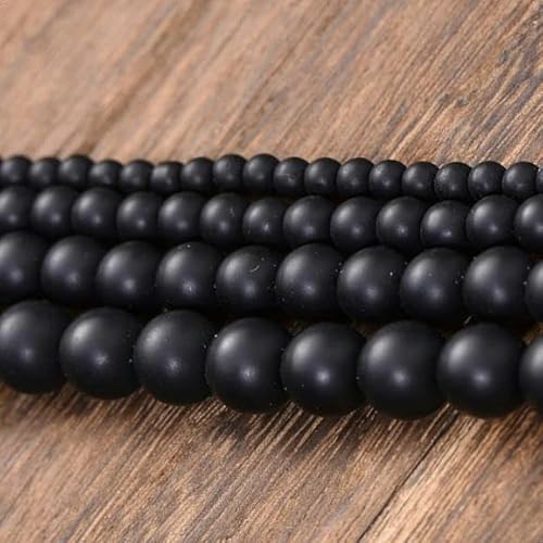 Natursteinperle, schwarz-weiß, Katzenauge, Opal, Lava-Achat, Hämatit, runde Perlen in großen Mengen für Schmuck, DIY-Armbänder, 4–12 mm, schwarz matt, 10 mm, ca. 35 Perlen von GJUYTD