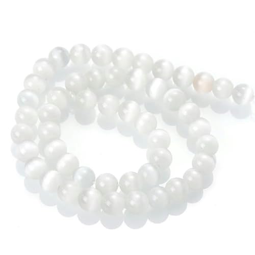 Natursteinperle, schwarz-weiß, Katzenauge, Opal, Lava-Achat, Hämatit, runde Perlen in großen Mengen für Schmuck, DIY-Armband, 4–12 mm, Katzenauge, 8 mm, ca. 45 Perlen von GJUYTD