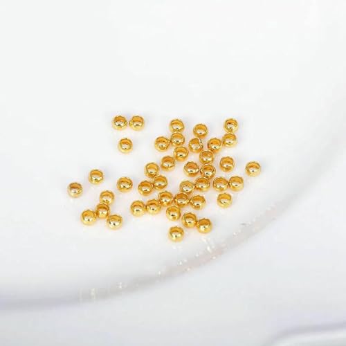 Zylindrische Quetschperlen für die Schmuckherstellung, 14 Karat/18 Karat vergoldet, 2 mm, Quetschperlen für Rohre, 18 Karat echt vergoldet, a, 2 mm, 100 Stück von GJUYTD