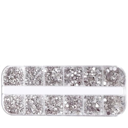 1,5–5 mm Champagnerglas-Kristall-Nagelkunst-Edelsteine, 12 Gitter, flache Rückseite, SS4–SS16, gemischte Nailart-Strasssteine, Hotfix-Diamant-Nagel-Charms-P von GJUYTI