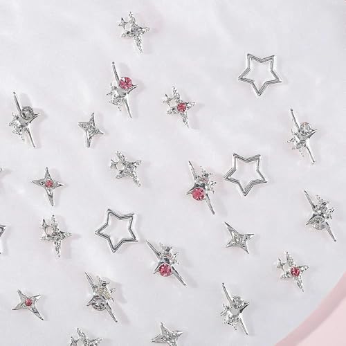 10 Stück Luxuslegierung Zirkon Nail Art Dekorationen Süße gemischte Liebe Schmetterling Nagel Charms Glänzende rosa Diamant Nagel Strass Dekoration-10 Stück_f von GJUYTI