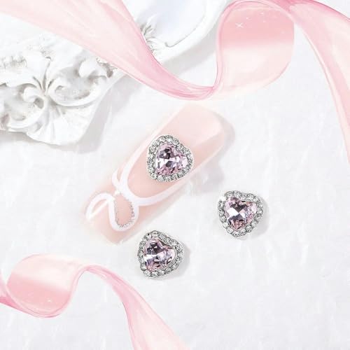 10 Stück Luxuslegierung Zirkon Nail Art Dekorationen Süße gemischte Liebe Schmetterling Nagel Charms Glänzende rosa Diamant Nagel Strass Dekoration-10 Stück_j von GJUYTI