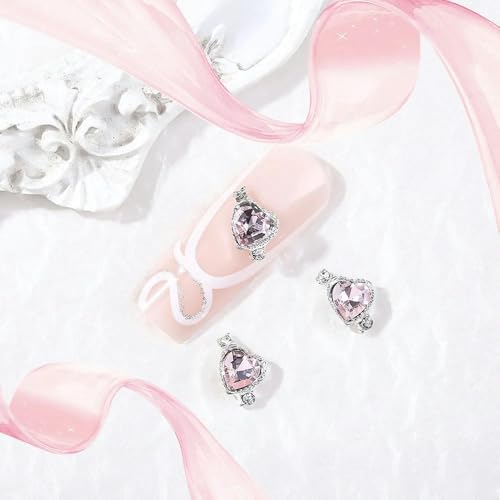 10 Stück Luxuslegierung Zirkon Nail Art Dekorationen Süße gemischte Liebe Schmetterling Nagel Charms Glänzende rosa Diamant Nagel Strass Dekoration-10 Stück_q von GJUYTI