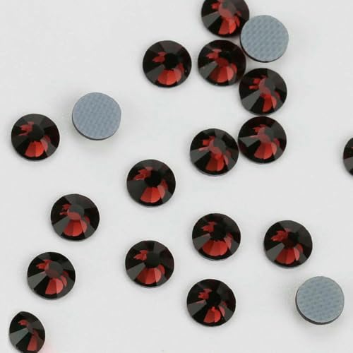 12 Schnitte Top Hotfix Flatback mit Kleber Strasssteine für Taschen Schuhe Kleidung Telefon DIY Nail Art-133 Burgunderrot-3,2 mm SS12 1440 Stück von GJUYTI