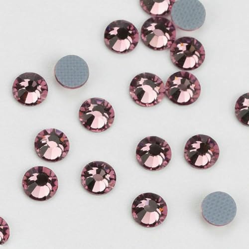 12 Schnitte Top Hotfix Flatback mit Kleber Strasssteine für Taschen Schuhe Kleidung Telefon DIY Nail Art-134 Heller Amethyst-4,0 mm SS16 1440 Stück von GJUYTI