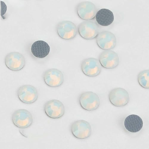 12 Schnitte Top Hotfix Flatback mit Kleber Strasssteine für Taschen Schuhe Kleidung Telefon DIY Nail Art-139 Weißer Opal-5mm SS20 1440 Stück von GJUYTI