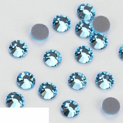 12 Schnitte Top Hotfix Flatback mit Kleber Strasssteine für Taschen Schuhe Kleidung Telefon DIY Nail Art-146 Aquamarin-5mm SS20 1440 Stück von GJUYTI