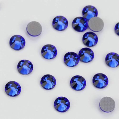 12 Schnitte Top Hotfix Flatback mit Kleber Strasssteine für Taschen Schuhe Kleidung Telefon DIY Nail Art-148 Majestic Blue-5mm SS20 1440 Stück von GJUYTI