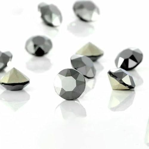 50 Stück Kristallsteine, runde Form, DIY-Zubehör, Pointback-Glas-Strass 4,0 mm, kleine Größe, zum Aufkleben auf Nägel, Strass-Steine-Jet Metal Silver-8 mm, 50 Stück von GJUYTI