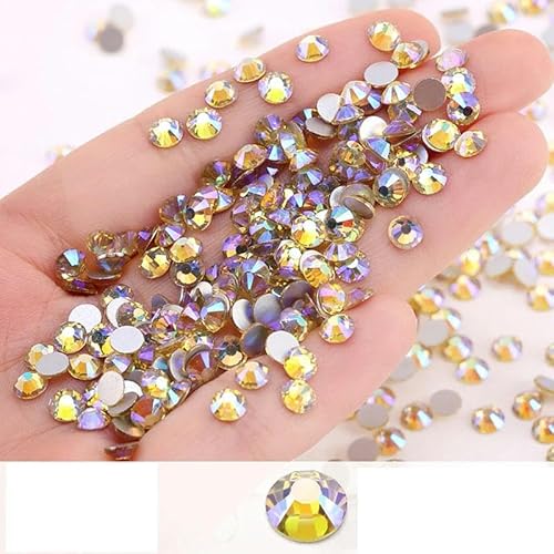 Crystal AB Strass SS4-SS30 Glitzer Strasssteine zum Aufkleben auf Nägel Diamantsteine Flatback Strass Dekorationen-Jonquil AB-SS8-1440 Stück von GJUYTI