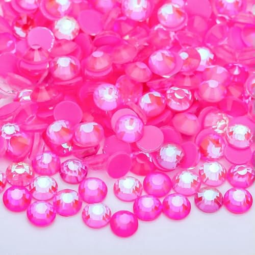 Glitzer-Neon-Strasssteine in allen Größen, nicht Hotfix-Strasssteine, fluoreszierend, DIY-Nagelkunst-Kristalle, Diamant-Strass-Edelsteine für Charms, Kleider-Rose AB Neon-SS8 – 1440 Stück von GJUYTI