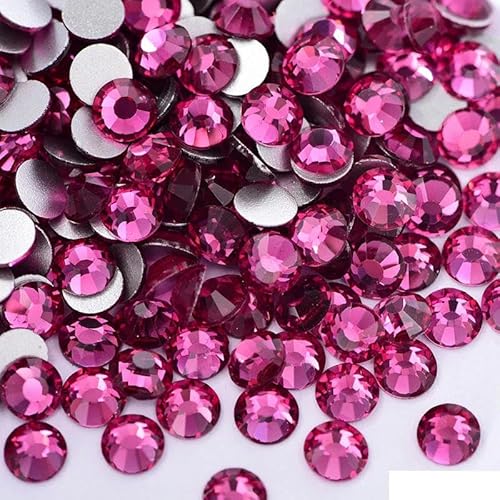 Glitzernde, nicht Hotfix-Strasssteine, Kristall-Strass, Nail Art-Kristalle, flache Rückseite, Edelsteine zum Anfertigen von Nagel-Charms, Nägeln, Fuchsia, SS3 – 1440 Stück von GJUYTI