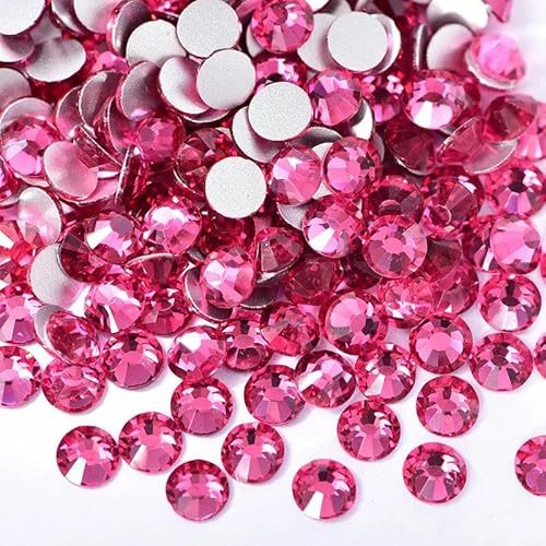 Glitzernde, nicht Hotfix-Strasssteine, Kristall-Strass, Nail Art-Kristalle, flache Rückseite, Edelsteine zum Anfertigen von Nagel-Charms, Nägeln-Rose-SS12-1440 Stück von GJUYTI