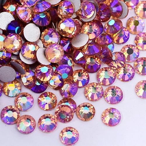 Glitzernde, nicht Hotfix-Strasssteine, Kristall-Strass, Nail Art-Kristalle, flache Rückseite, Edelsteine zum Anfertigen von Nagel-Charms für Nägel, Champagner AB-SS8 – 1440 Stück von GJUYTI