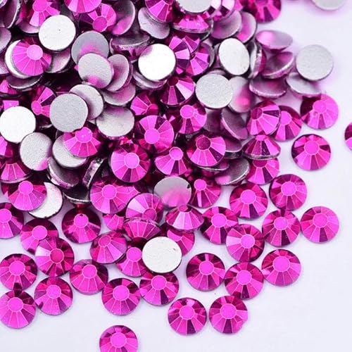 Glitzernde, nicht Hotfix-Strasssteine, Kristall-Strass, Nail Art-Kristalle, flache Rückseite, Edelsteine zum Anfertigen von Nagel-Charms für Nägel, Mine Pink, SS6 – 1440 Stück von GJUYTI