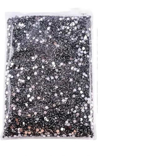 Großhandels-Strasssteine mit flacher Rückseite, silberfarbener Unterseite, Kunstharz, nicht Hotfix, in großem Paket, Glitzerkristalle und Strass-3 Black Diamond-5 mm SS20 – 10.000 Stück von GJUYTI