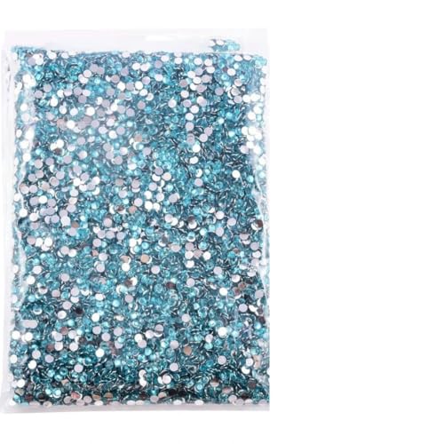 Großhandels-Strasssteine mit flacher Rückseite und silberner Unterseite aus Kunstharz, nicht Hotfix-Strasssteine in Großpackung mit Glitzerkristallen und Strass-7 Aquamarin-2 mm SS6-50000 von GJUYTI