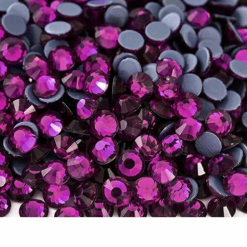 Kristall-Hotfix-Glitzerglas, flache Rückseite, Strasssteine für Taschen, Schuhe, Kleidung, Telefon, DIY-Nagelkunst, Fuchsia, 6 mm, SS30, 288 Stück von GJUYTI