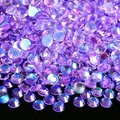 Lilafarbener Samt, gemischte Größen, nicht Hotfix-Strasssteine, Glitzer-Strasssteine, Kristall-Strass-Diamant-Nagel-Charms, Nagelkunst-Dekorationen-Hellviolette Aurora-SS12-1440 Stück von GJUYTI