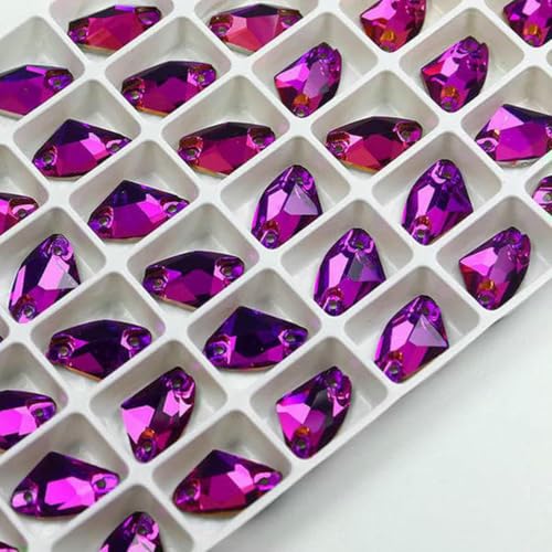 Nähzubehör AB K5 Glas-Strass zum Aufnähen, glitzernde galaktische Strasssteine für Kleidung, Hochzeitskleid, 14 x 9 mm, 19 x 12 mm, 27 x 16 mm, Fuchsia 502, 27 x 16 mm, 6 Stück von GJUYTI