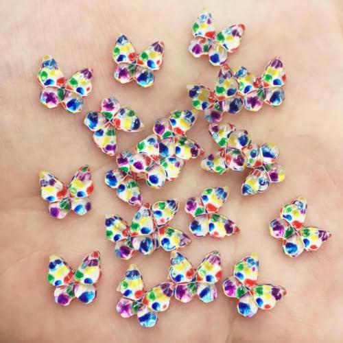 Neue 80 Stück Mix Harz 10mm Bunte Schmetterlinge Flache Rückseite Strass Applikationen DIY Hochzeit Scrapbook Handwerk-4_a von GJUYTI