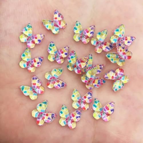 Neue 80 Stück Mix Harz 10mm Bunte Schmetterlinge Flache Rückseite Strass Applikationen DIY Hochzeit Scrapbook Handwerk-8_a von GJUYTI