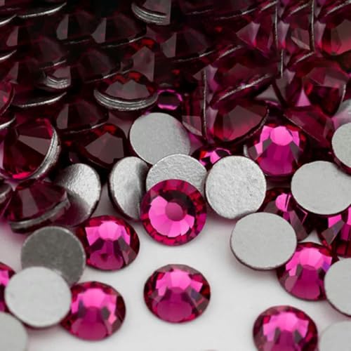 Neue Farben SS4-SS30 Glaskristall-Strasssteine, Glitzer-Strass, flache Rückseite, Steine für Nagelkunst, DIY-Basteldekoration-042 Fuchsia-SS20 – 1440 Stück von GJUYTI