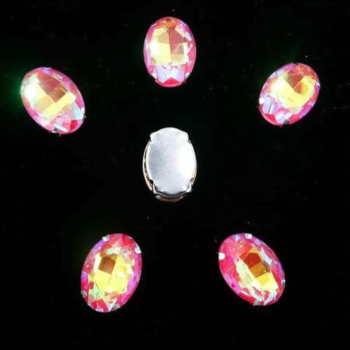 Ovale Form, silberne Krallenfassungen, 20 Stück/P, Regenbogen- und Gelee-AB-Farben, Glaskristall, 10 x 14,0 mm, 13 x 18 mm, Strass-Applikation zum Aufnähen, DIY-A-031, Rot AB, 13 x 18 mm, 20 Ovale Form, silberne Krallenfassungen, 20 Stück/P, Regenbogen- und Gelee-AB-Farben, Glaskristall, 10 x 14,0 mm, 13 x 18 mm, Strass-Applikation zum Aufnähen, DIY-A-031, Rot AB, 13 x 18 mm, 20 von GJUYTI