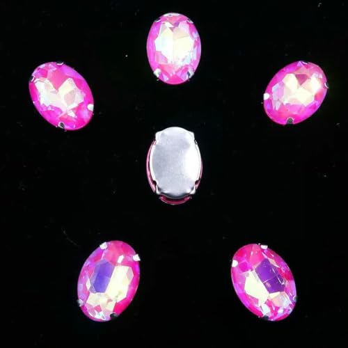 Ovale Form, silberne Krallenfassungen, 20 Stück/P, Regenbogen- und Gelee-AB-Farben, Glaskristall, 10 x 14,0 mm, 13 x 18 mm, Strass-Applikation zum Aufnähen, DIY-A-035 Fuchsia AB, 13 x 18 mm, Ovale Form, silberne Krallenfassungen, 20 Stück/P, Regenbogen- und Gelee-AB-Farben, Glaskristall, 10 x 14,0 mm, 13 x 18 mm, Strass-Applikation zum Aufnähen, DIY-A-035 Fuchsia AB, 13 x 18 mm, von GJUYTI