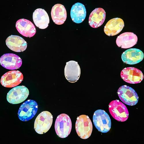 Ovale Form, silberne Krallenfassungen, 20 Stück/P, Regenbogen- und Gelee-AB-Farben, Glaskristall, 10 x 14,0 mm, 13 x 18 mm, Strass-Applikation zum Aufnähen, DIY-A-038, AB-Farben-Mix, 13 x 18 Ovale Form, silberne Krallenfassungen, 20 Stück/P, Regenbogen- und Gelee-AB-Farben, Glaskristall, 10 x 14,0 mm, 13 x 18 mm, Strass-Applikation zum Aufnähen, DIY-A-038, AB-Farben-Mix, 13 x 18 von GJUYTI