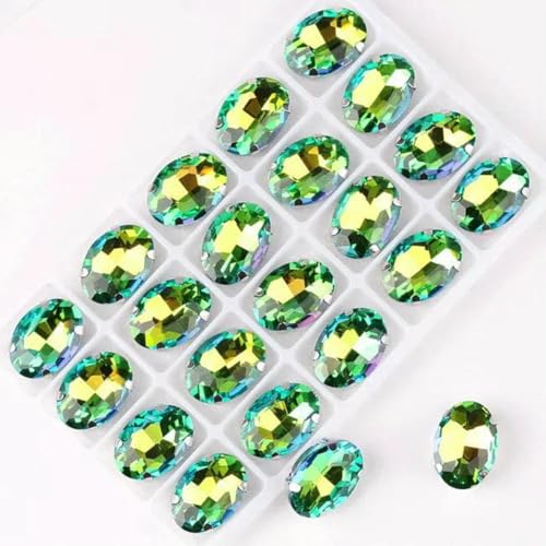 Ovale Form, silberne Krallenfassungen, 20 Stück/P, Regenbogen- und Gelee-AB-Farben, Glaskristall, 10 x 14,0 mm, 13 x 18 mm, Strass-Applikation zum Aufnähen, DIY-A-07, Fruchtgrün, RB-13 x 18 Ovale Form, silberne Krallenfassungen, 20 Stück/P, Regenbogen- und Gelee-AB-Farben, Glaskristall, 10 x 14,0 mm, 13 x 18 mm, Strass-Applikation zum Aufnähen, DIY-A-07, Fruchtgrün, RB-13 x 18 von GJUYTI